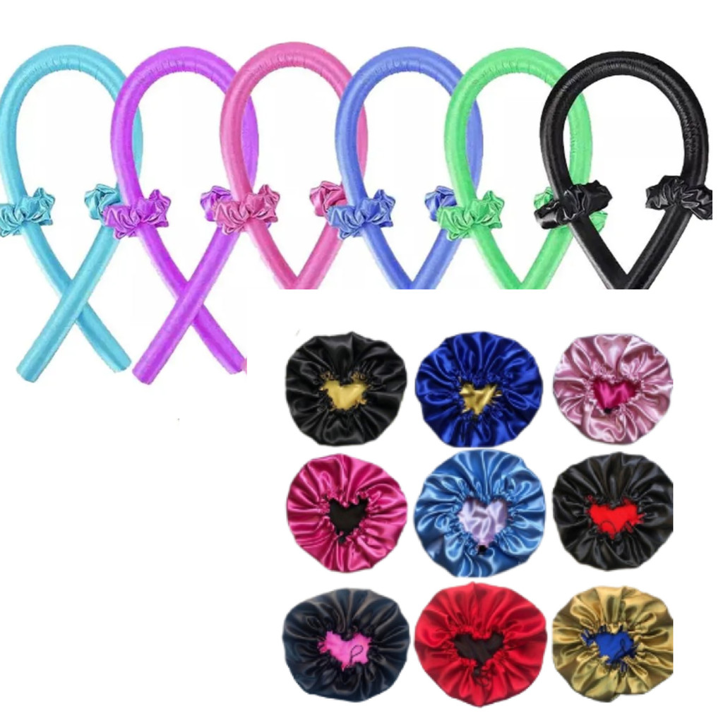 KIT TOUCA DE CETIM DUPLA FACE e MODELADOR DE CACHO