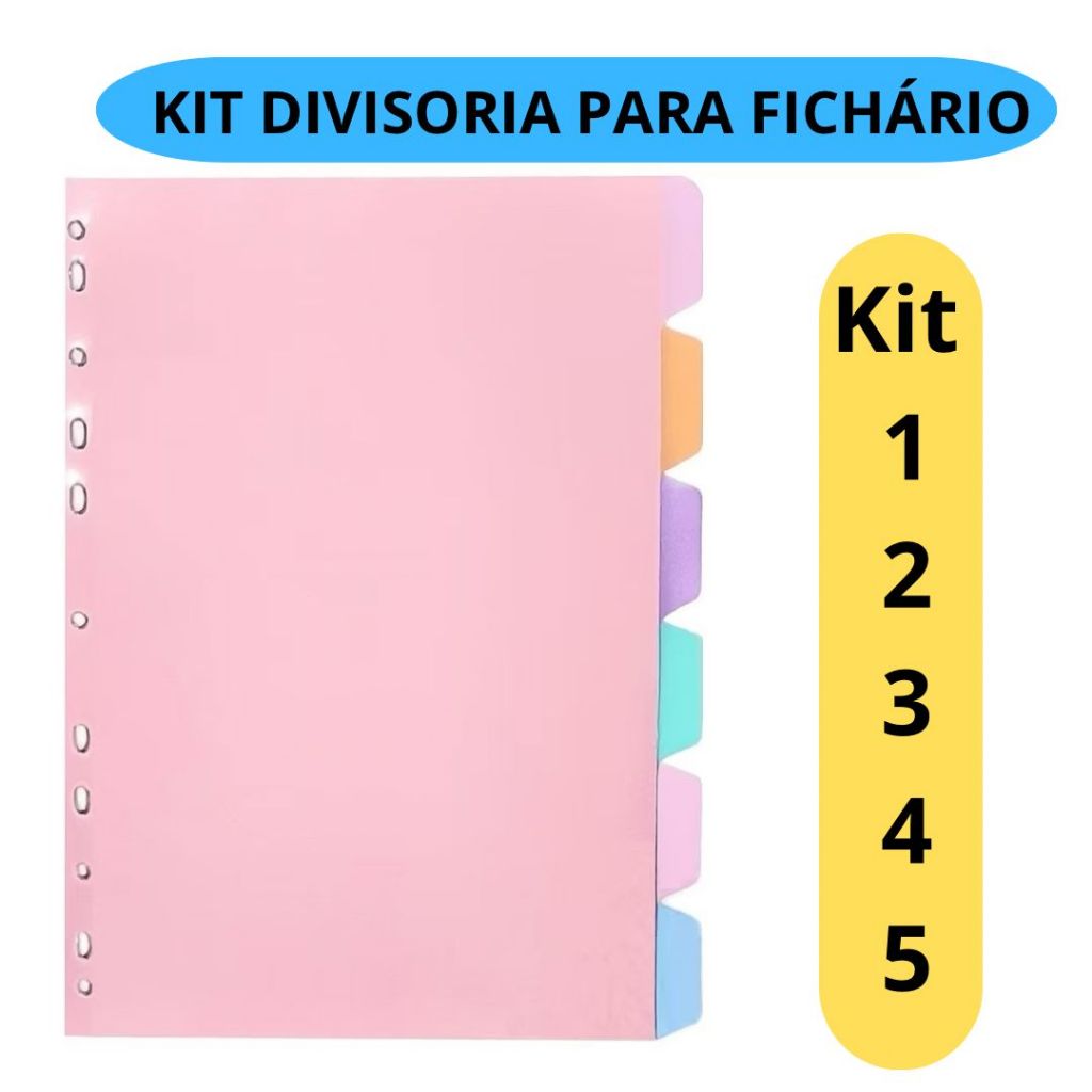 Divisória Para Fichário Plástica 6 Divisões A4