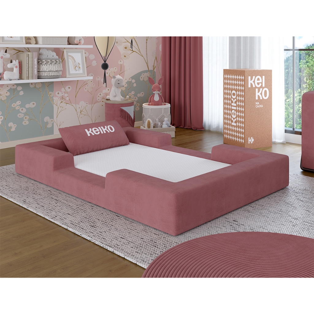 Cama Montessoriana Solteiro Ninho 100% Espuma Rosa