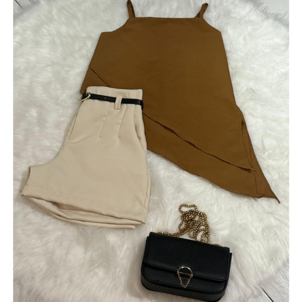 Conjunto Feminino Elegante  Short Alfaiataria com 