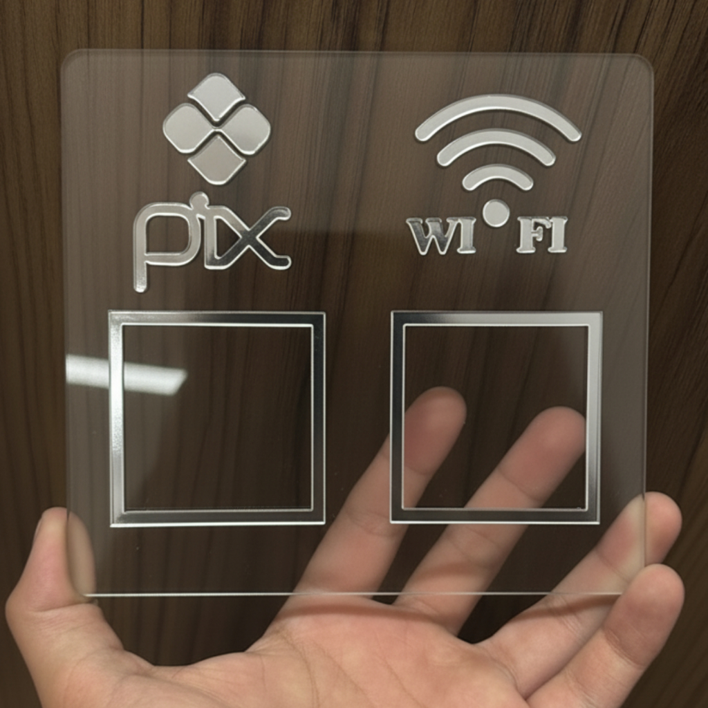 Placa Display Pix Mesa Balcão Wi-Fi QR Code