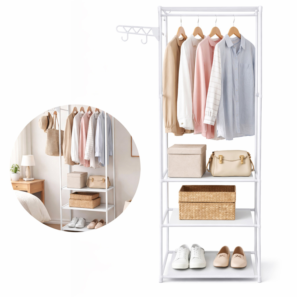 Arara Armário De Roupas 3 Andares Com Gancho Mult