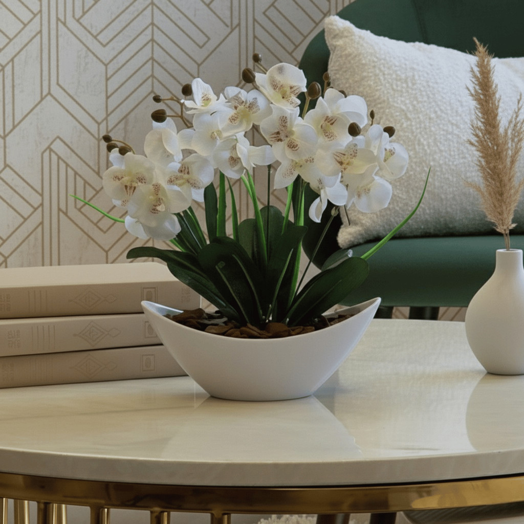 Arranjo de Orquídea Artificial Planta Decorativa 