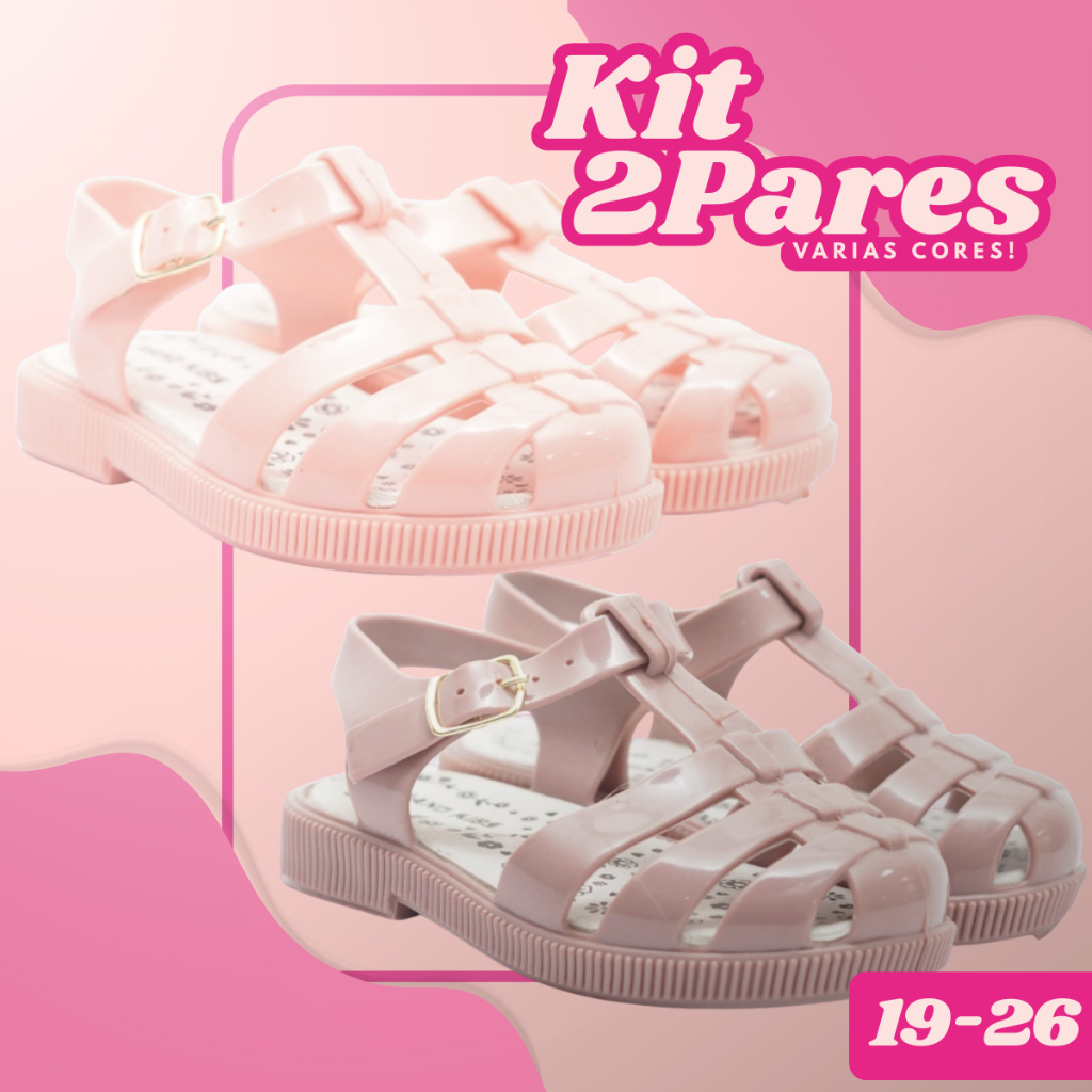 Kit 2 Pares Sandália Papete Infantil Menina Confo