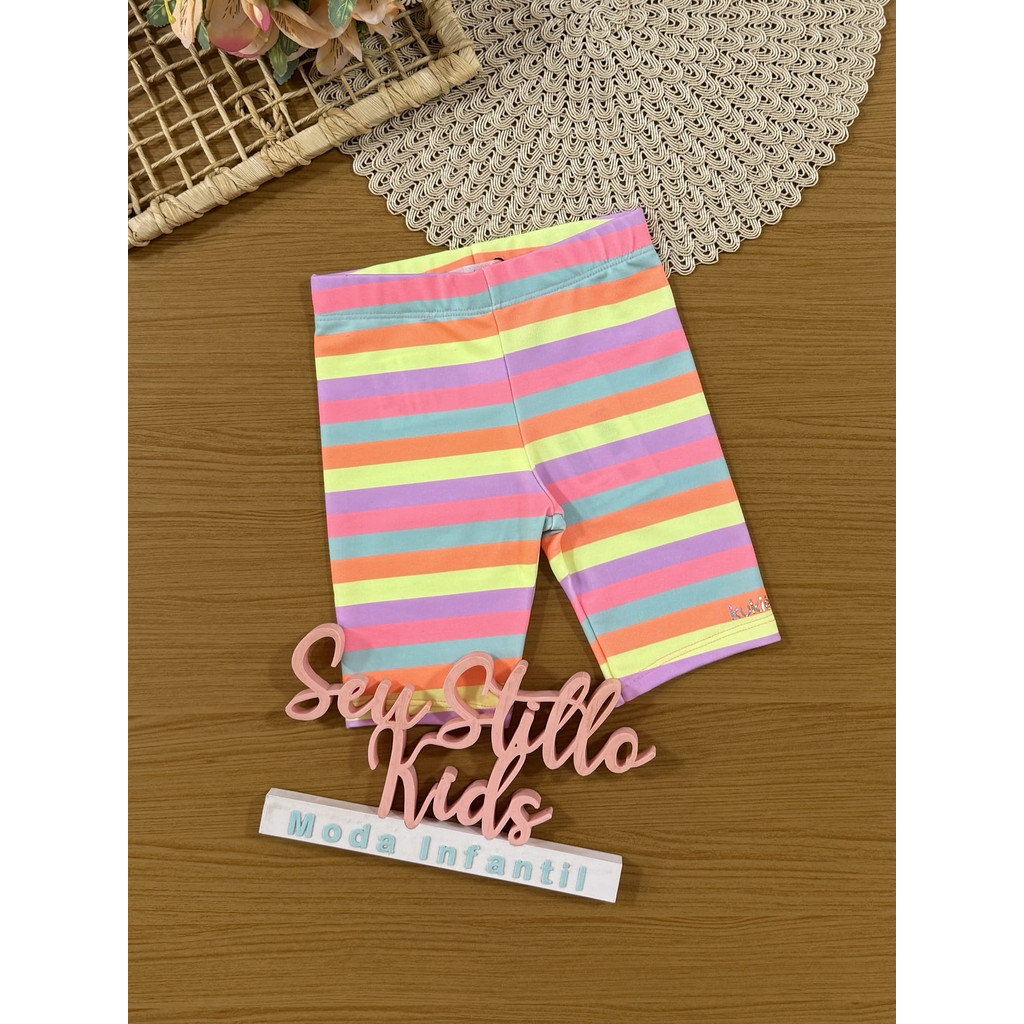 Shorts Infantil Kukiê Verão Ciclista Colorido Li