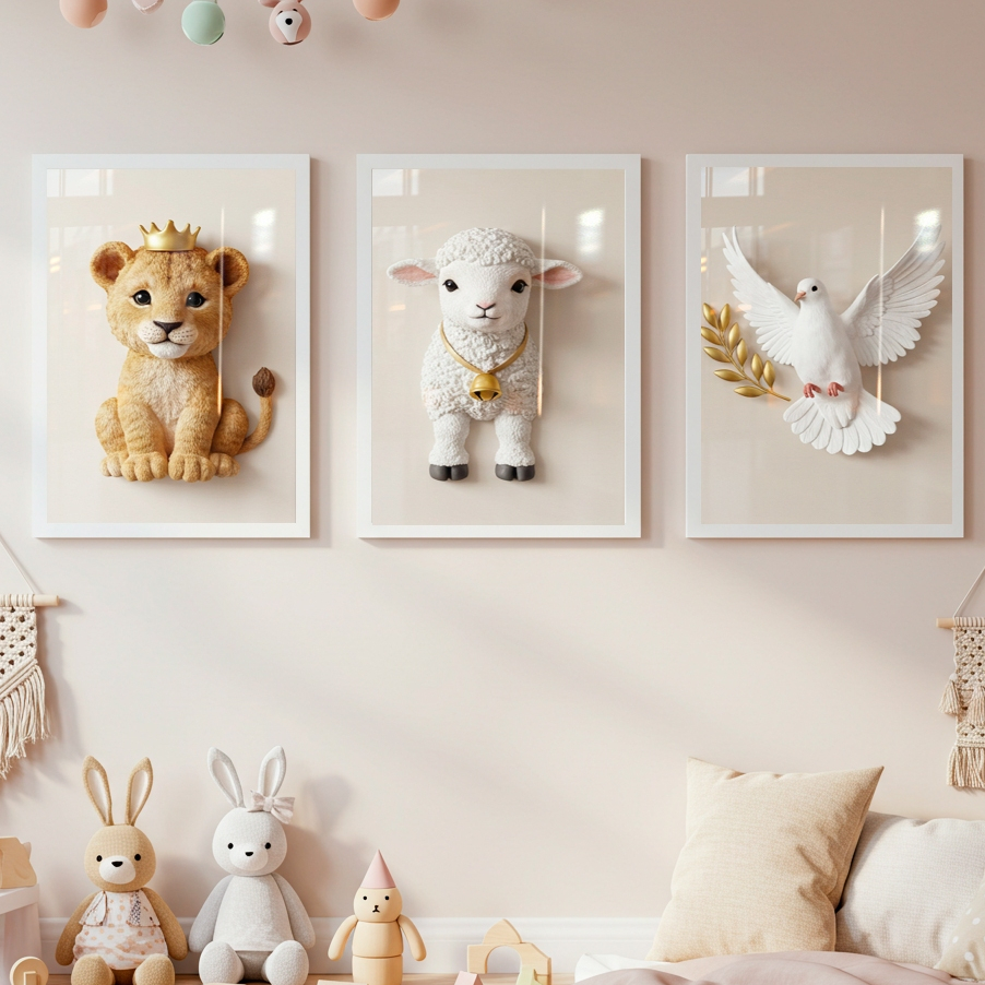 Kit Quadros Decorativos Bebê Quarto Berçário Ov