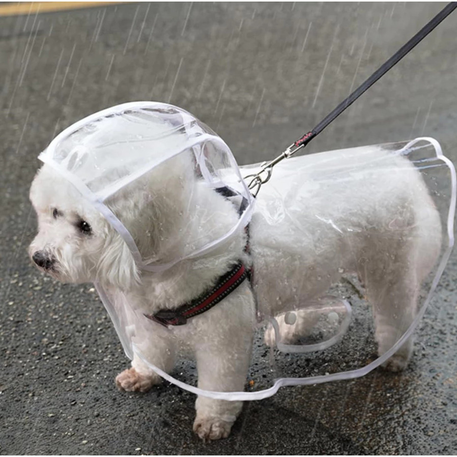 Capa De Chuva Para Cães Transparente Impermeável