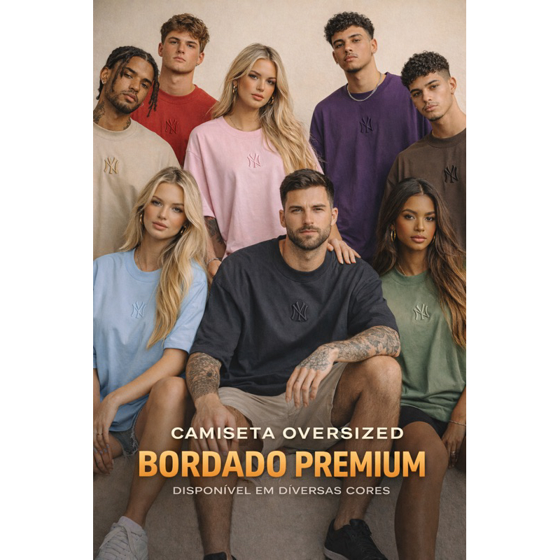 Camiseta OverSized Bordada Masculina StreetWear Ne
