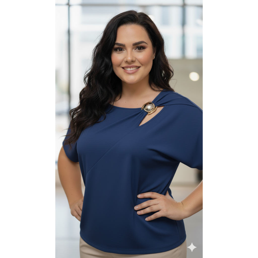 Blusa Plus Size Solta e Fluida – Elegância 