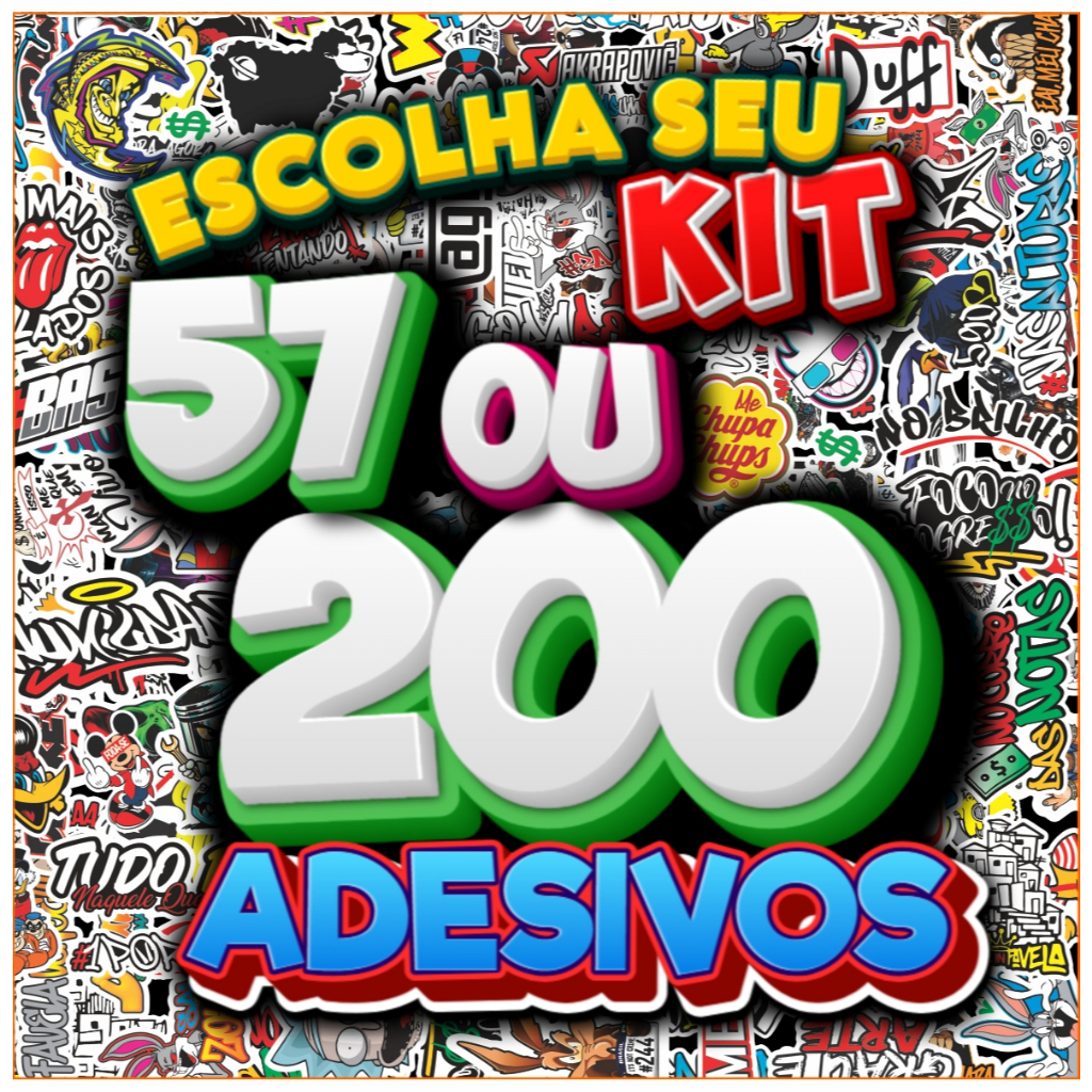 Kit 57 a 200 Adesivos para Capacete Moto Bike e Ca