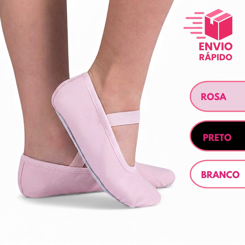Sapatilha Para Ballet Couro Sintético Rosa Preto 