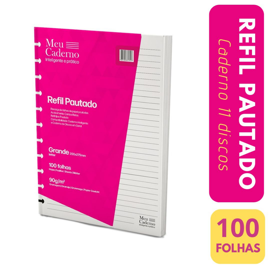 Refil Compativel Caderno 11 Discos Tipo Inteligent