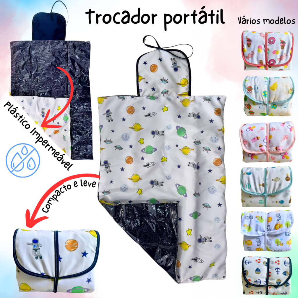 Trocador Portátil Impermeável bebê Estampado 80