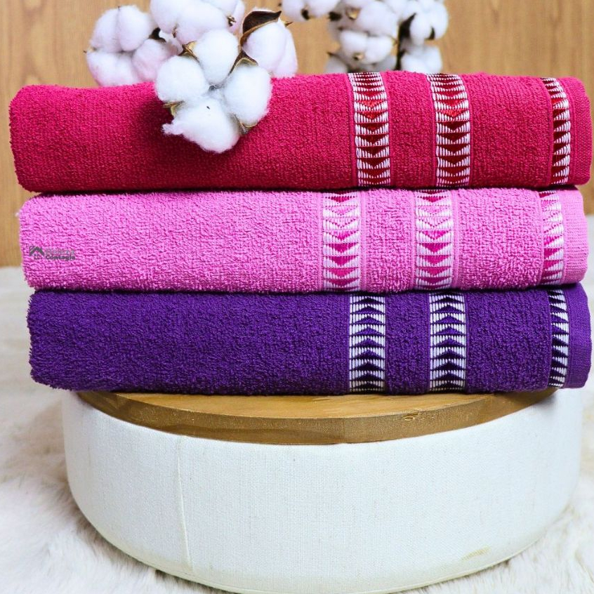 3 Toalha de Banho 100% Algodão Grande Bordada Alt