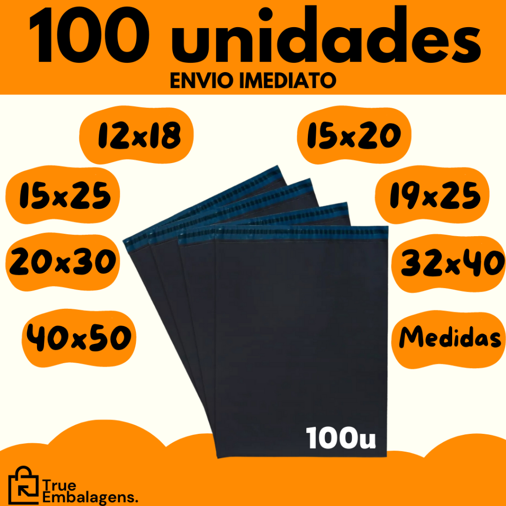 Kit c/ 100 Envelope Segurança Embalagem De Envio 