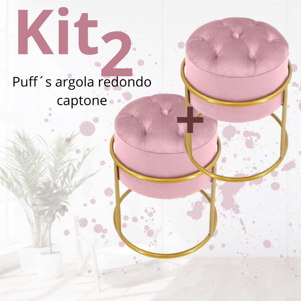 kit 2 Puffs Banqueta Argola Capetone Decoração d