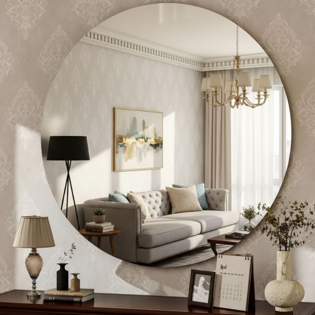 Espelho De Parede Redondo  De vidro 60 X 60 CM  Mo