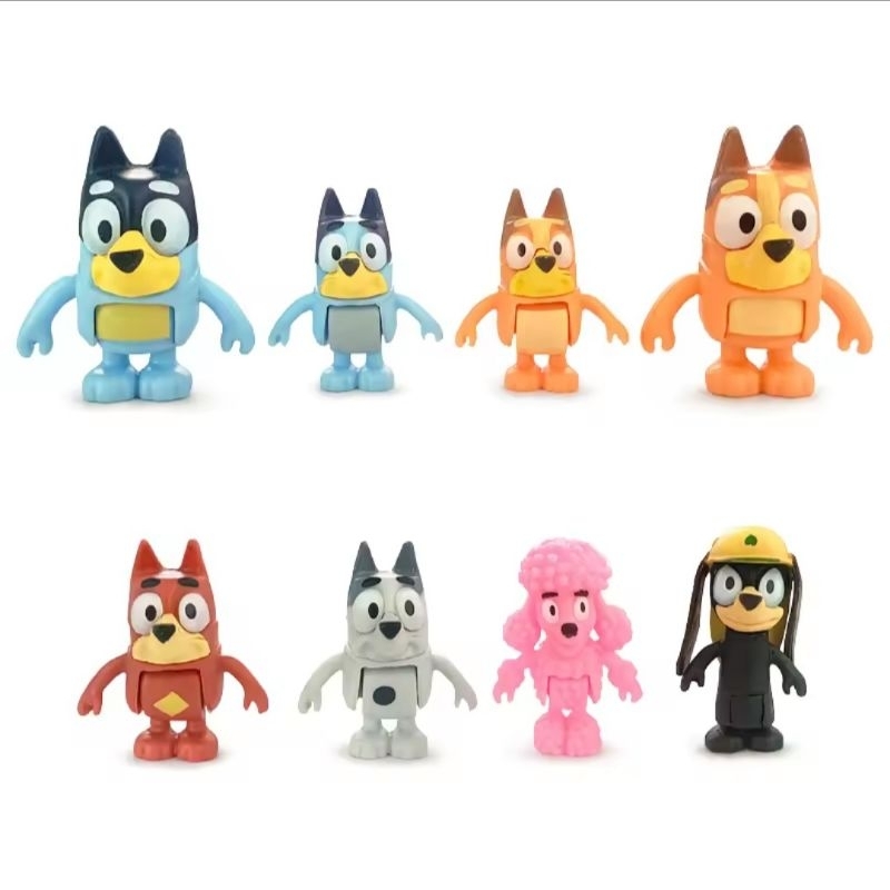 Bonecos miniaturas turma e amigos Bluey e Bingo Co