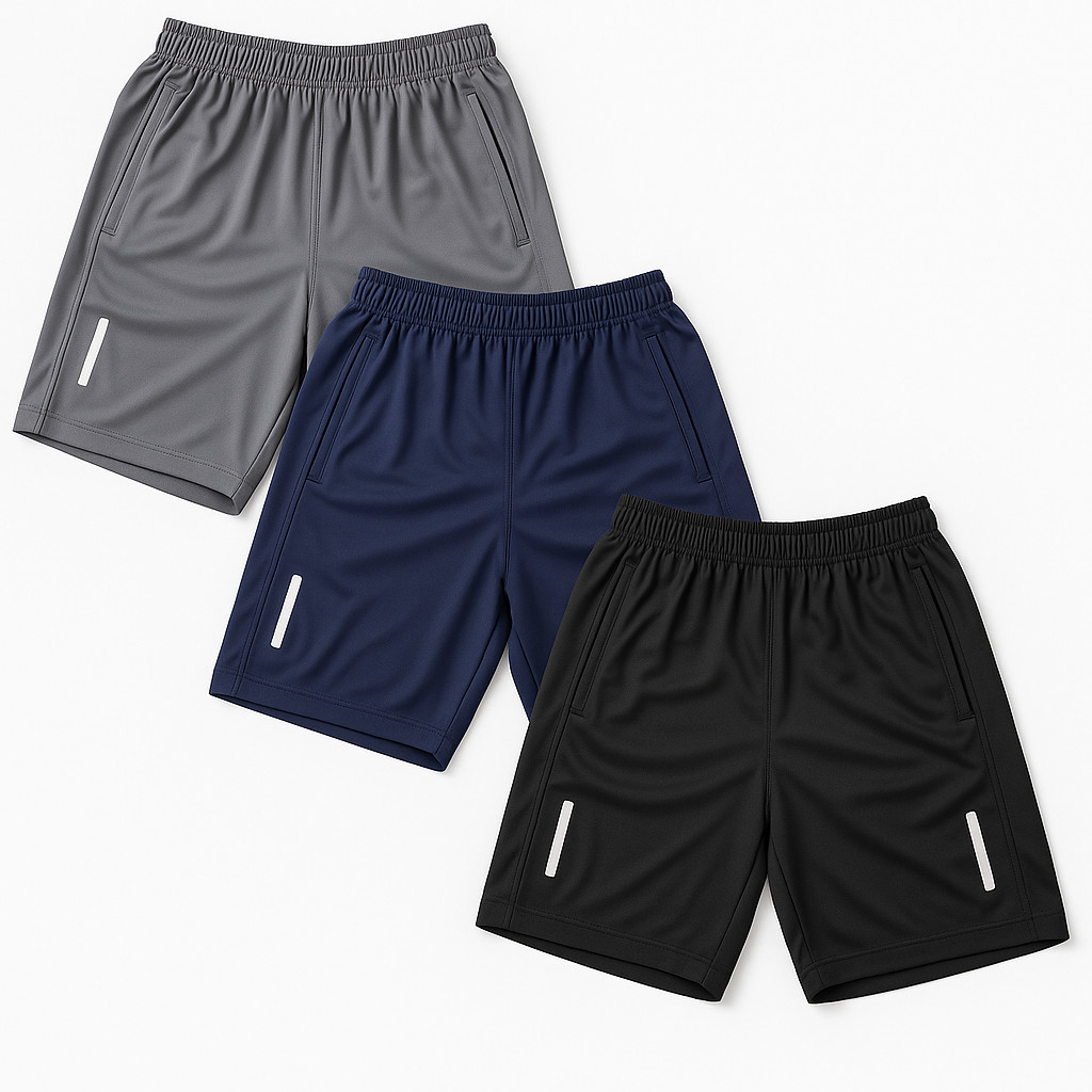 Kit 3 Pç Shorts Masculina Esporte Academia Ziper 
