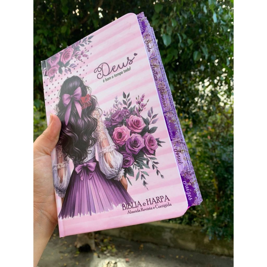 Abas adesivas roxo para biblia com marcação de c