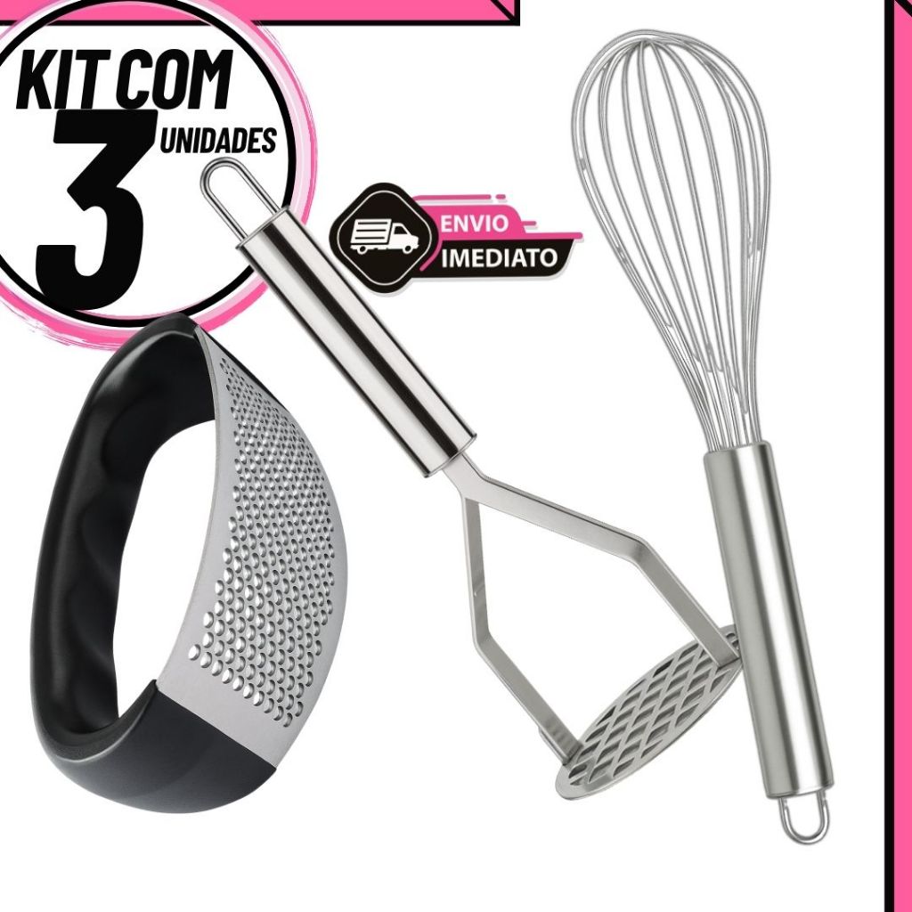 Kit Utensílios Aço Inox  Amassador de Batata, Es