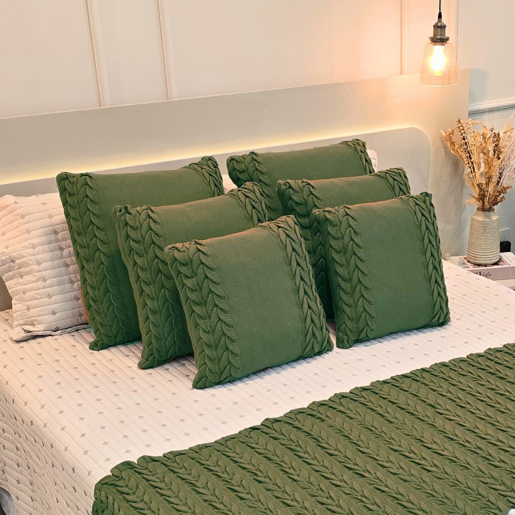 Capa de Almofada Tricot Decorativa Sofá Cama Acon