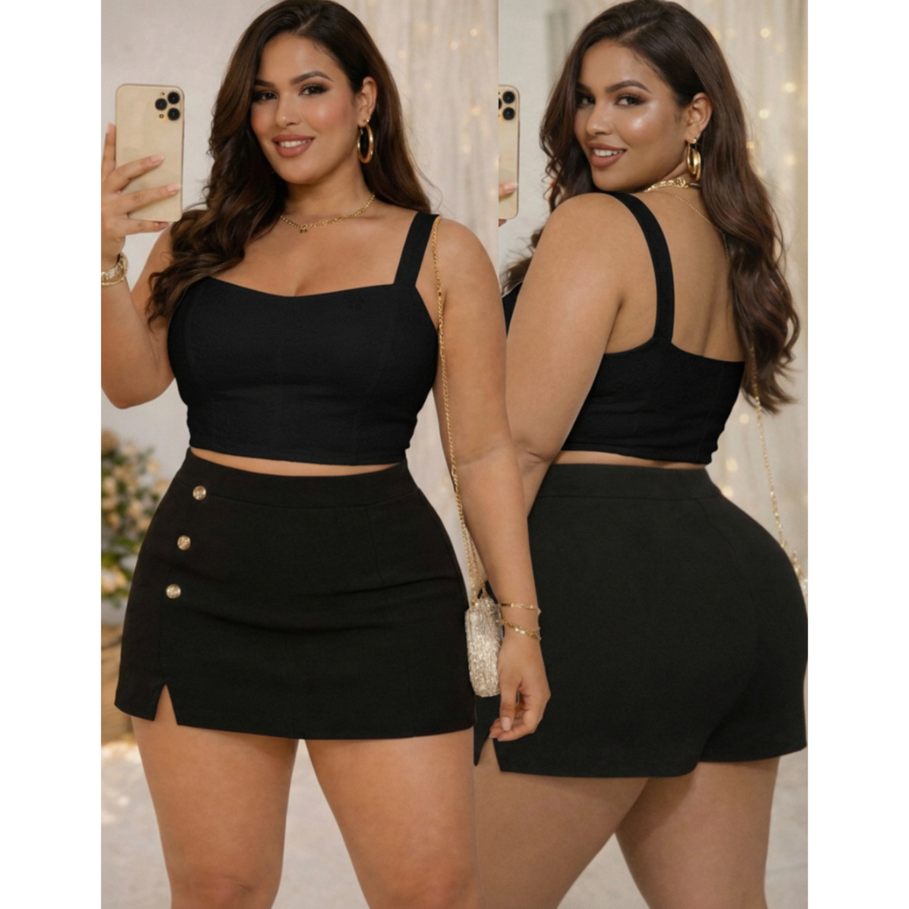 Conjunto Feminino Plus Size G GG G1 G2 | Cropped e
