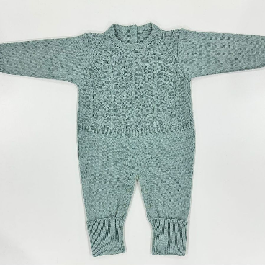 Macacão bebê RN comprido de tricot saída matern