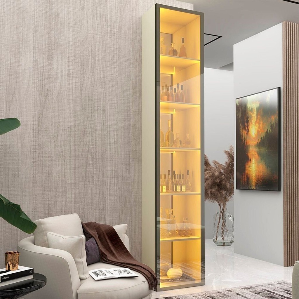 Cristaleira 1 Porta Reflecta com Fita Led e Espelh