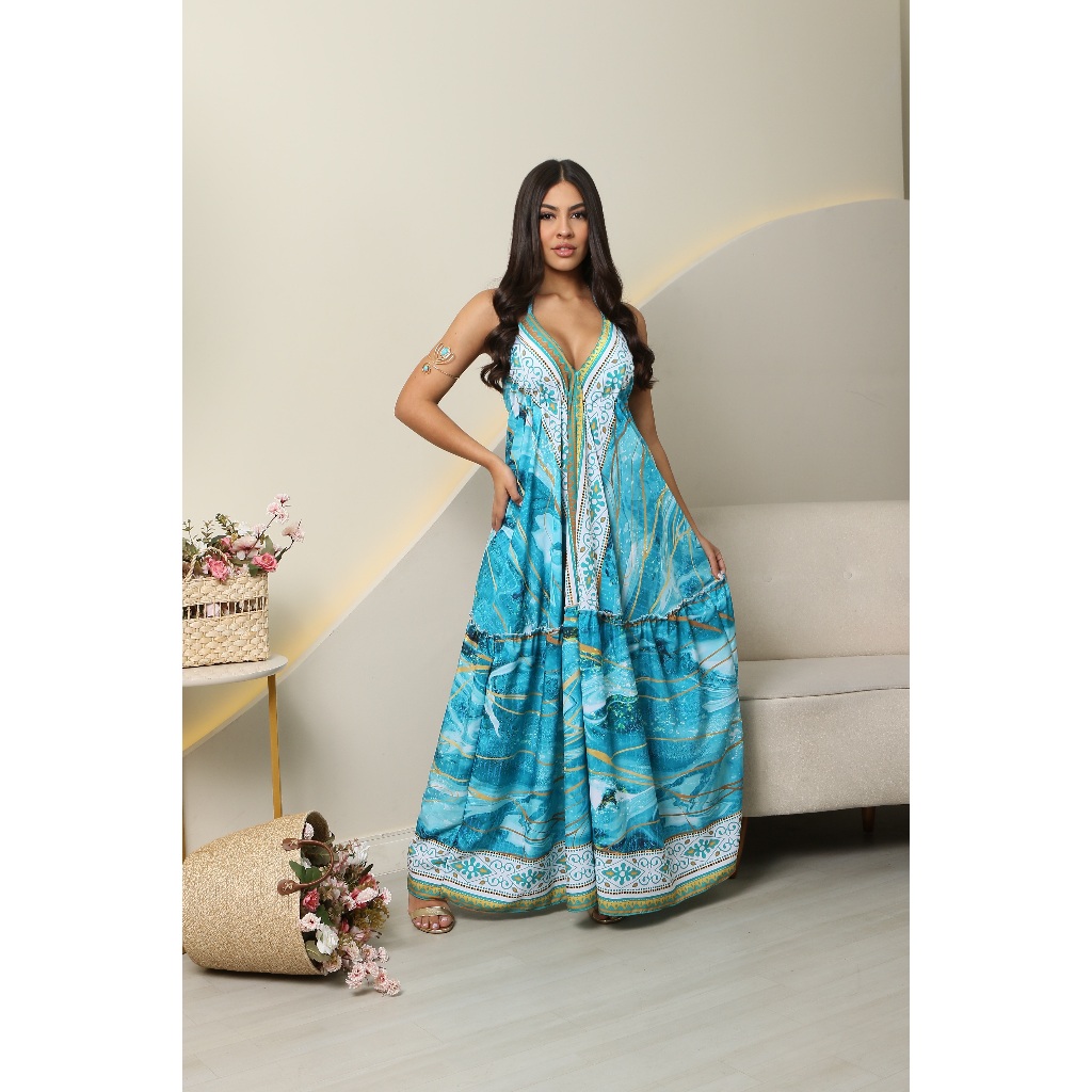 VESTIDO INDIANA VERÃO ESTAMPADO VARIAS CORES VISC