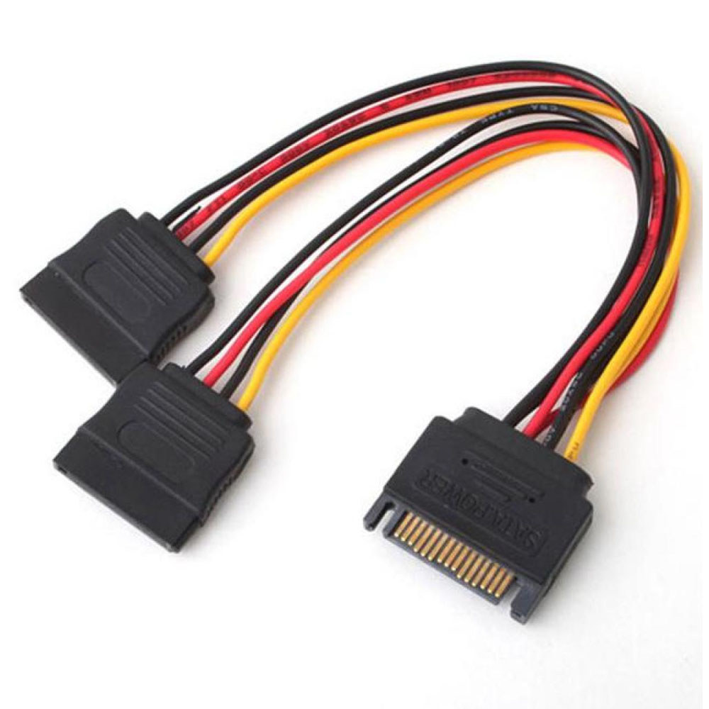 Cabo de Energia 2 Sata 15P Fêmea x 1 Sata 15P Mac