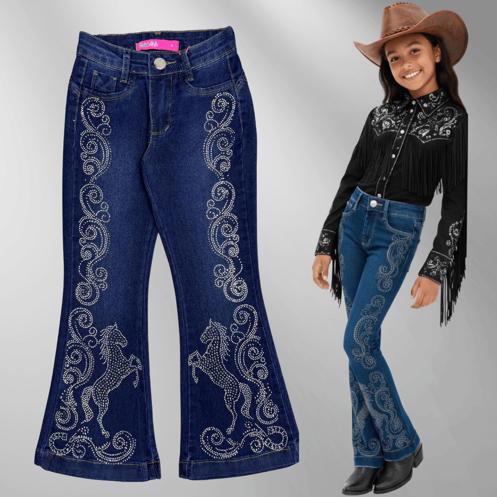 Calça Jeans Flare Feminina Infantil e Juvenil Men