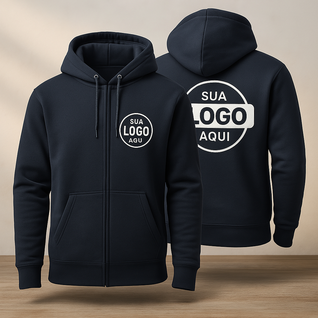BLUSA MOLETOM C/ZIPER PERSONALIZADO MASCULINO E FE