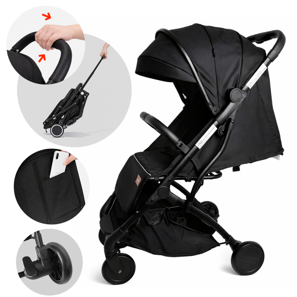 Carrinho De Bebê Portátil Para Viagem Aero Preto