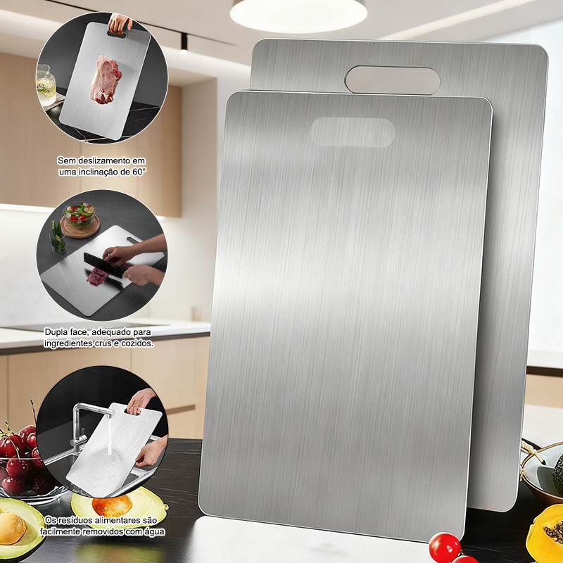 Tábua de Corte em Aço Inox 304 Antibacteriana An