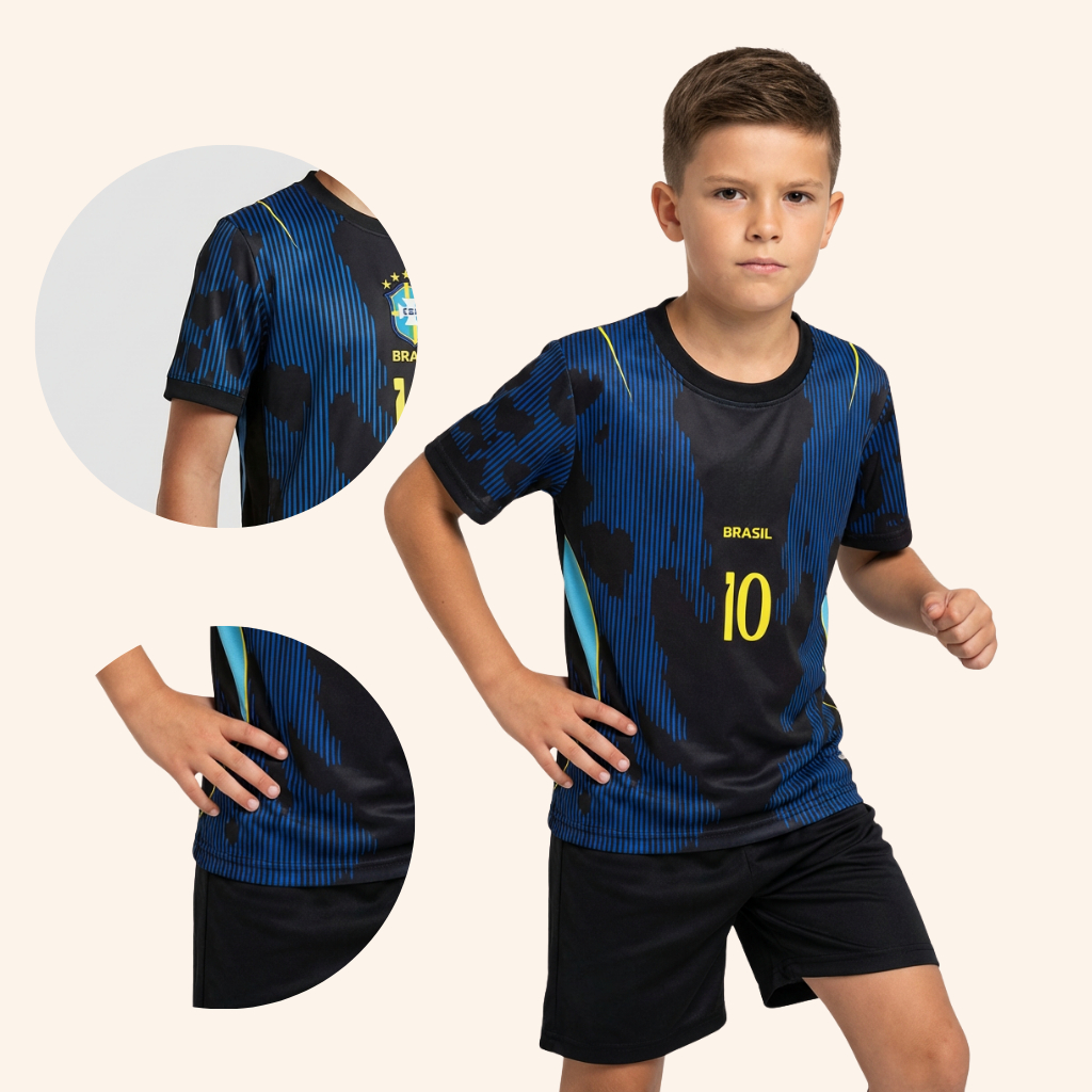 Conjunto Infantil Copa Do Mundo Brasil Roupas Espo