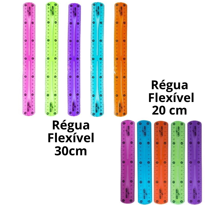Régua Flexível 30cm e 20cm Cores Variadas Materi