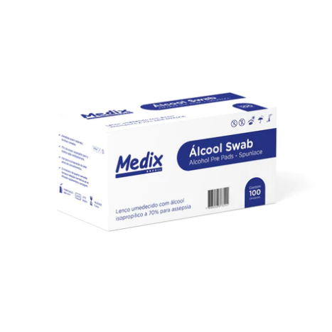 Álcool Swabs 70% Lenços CX C/100UNI – MEDI
