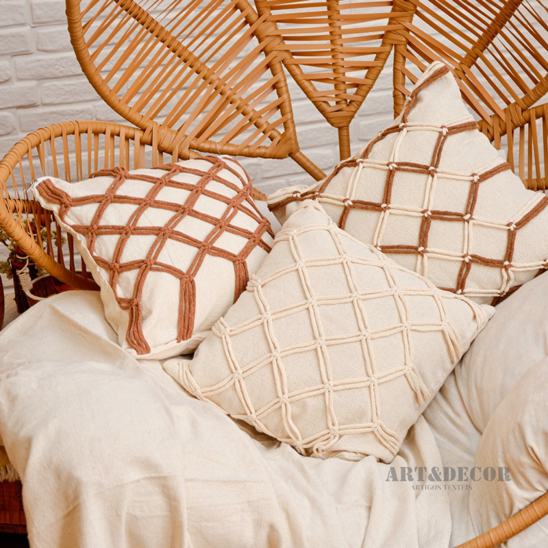 CAPA DE ALMOFADA 3 NÓS MACRAMÊ DOHA DECORATIVA