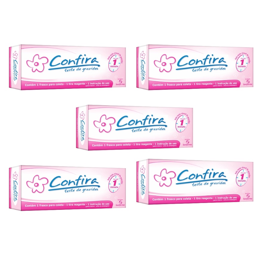 Kit com 5 Testes de Gravidez Confira em Tira Resul