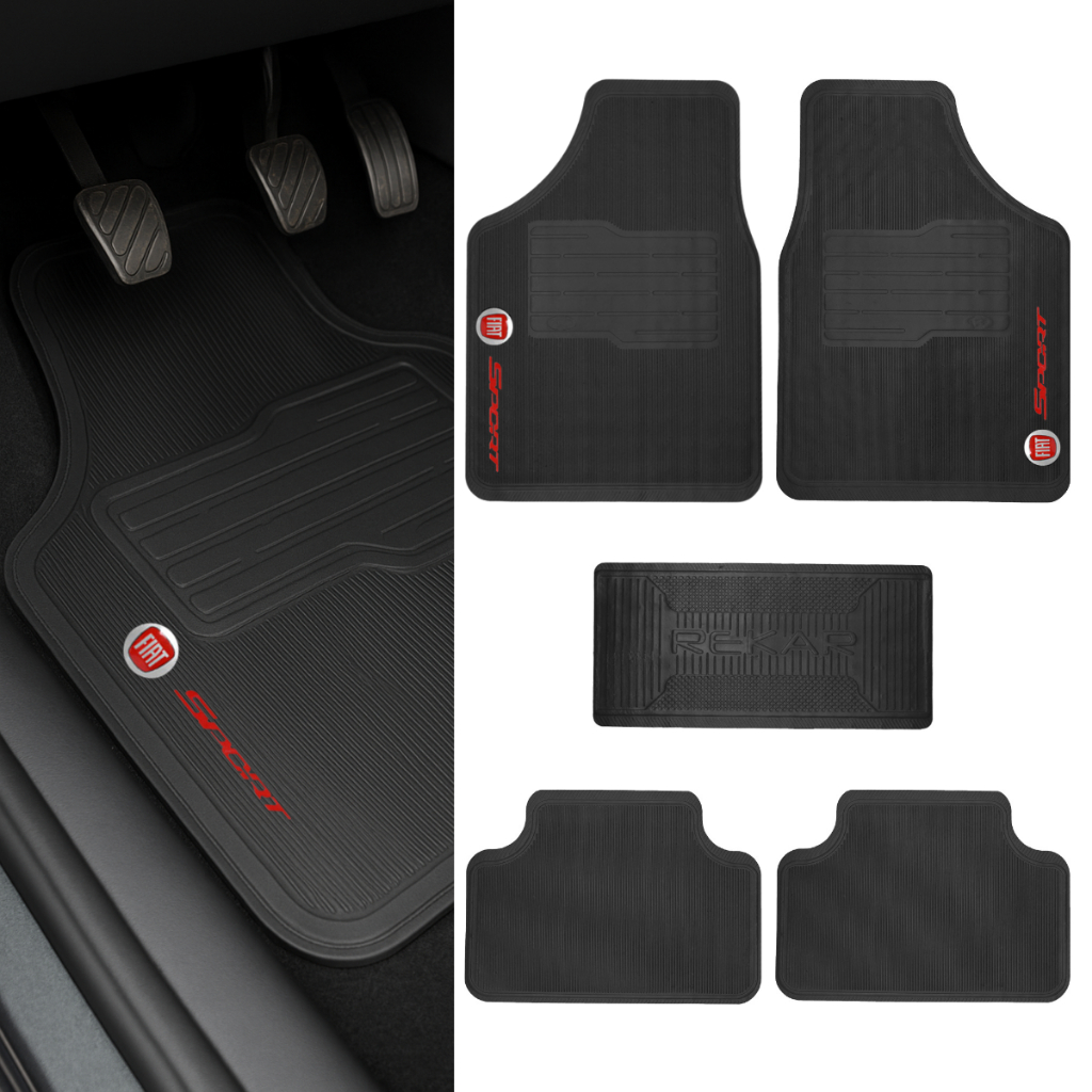 Kit Jogo Tapete Automotivo Carro Borracha Logo Fia