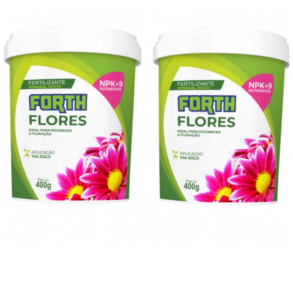 02 potes FERTILIZANTE ADUBO FORTH FLORES 400g cada