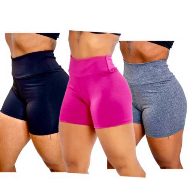 kit 3 SHORTS ZERO TRANSPARÊNCIA curto academia tr