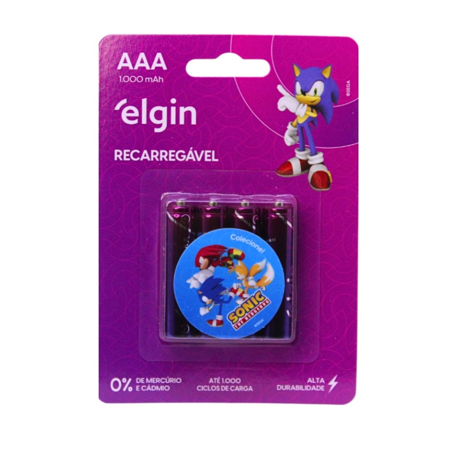 Pilha Recarregável Aaa Palito 1000mah Elgin Blist