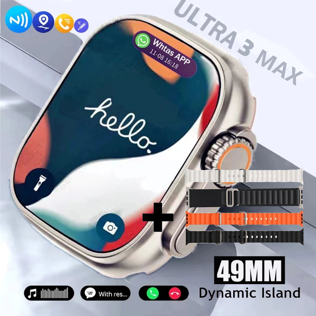 Smartwatch Ultra 3 Max Carregamento sem fio relóg
