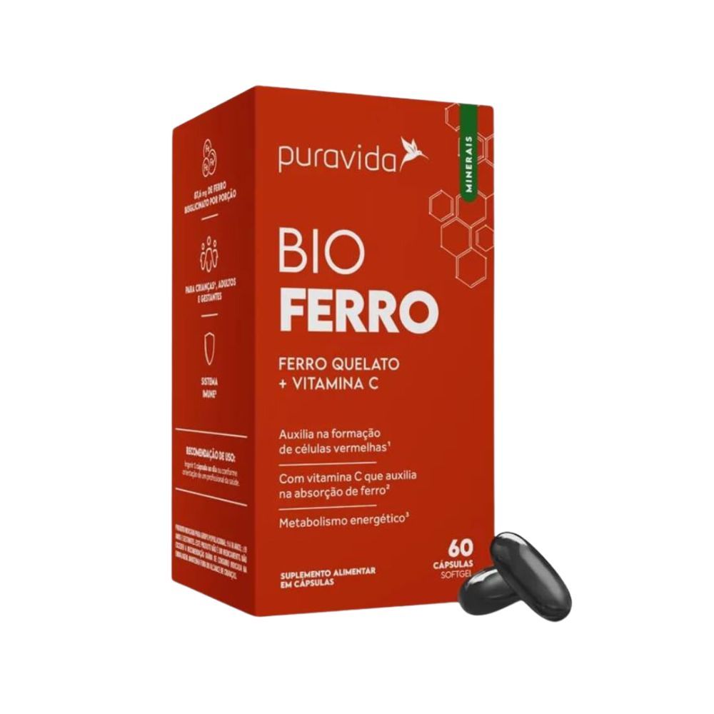 Bio Ferro Puravida Ferro Quelato + Vitamina C Com 