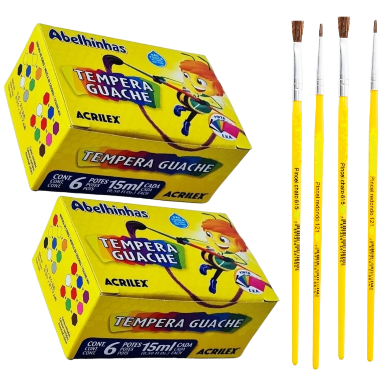 Tinta Guache Escolar Acrilex 1 Ou 2 Caixas Com 6 C