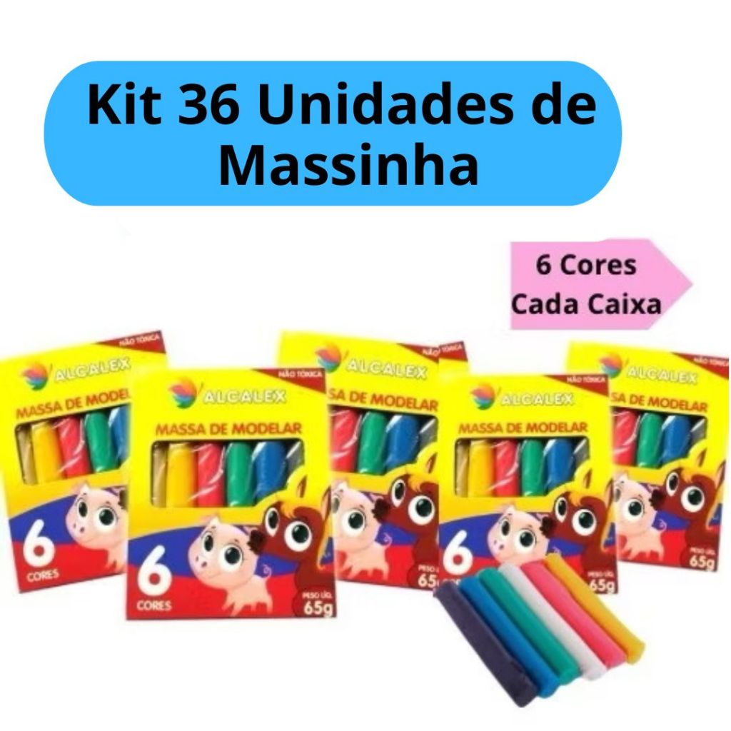 Kit 36 Unidades de Massinha de Modelar 6 Caixinhas
