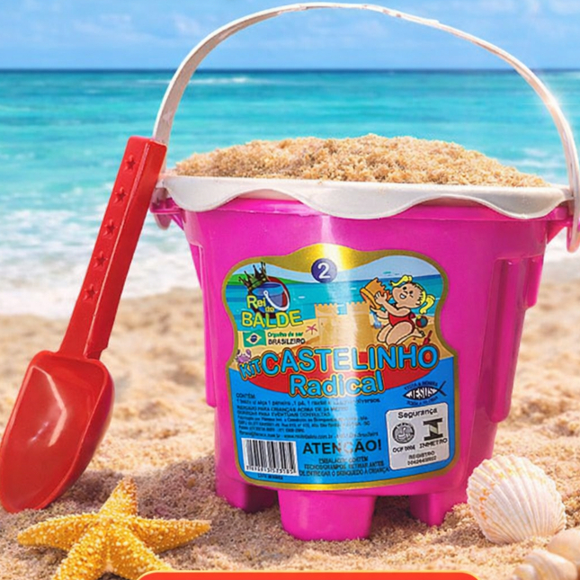baldinho de areia, castelinho de areia balde praia