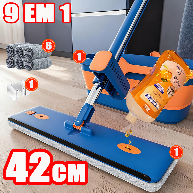 Kit 9 esfregão peças  uso seco úmido dobrável 